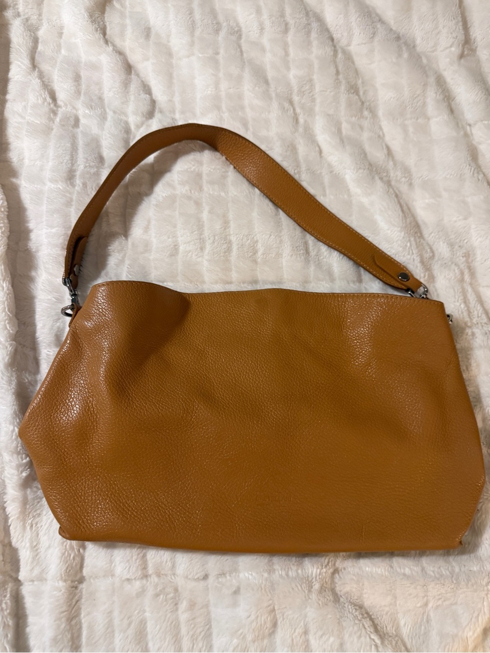 Viola Castellani Leather Shoulder Bag in Cognac Brown